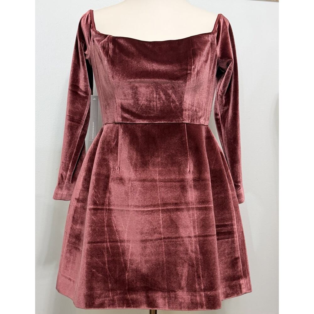 NWT Hutch Anthropologie Long Sleeve Square Neck Velvet Mini Dress Sz 2 NWT $198